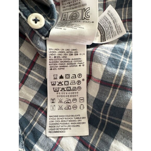 Levi’s Linen Button Down Cotton Plaid Red White Blue Short Sleeve Size XXL - Picture 5 of 6